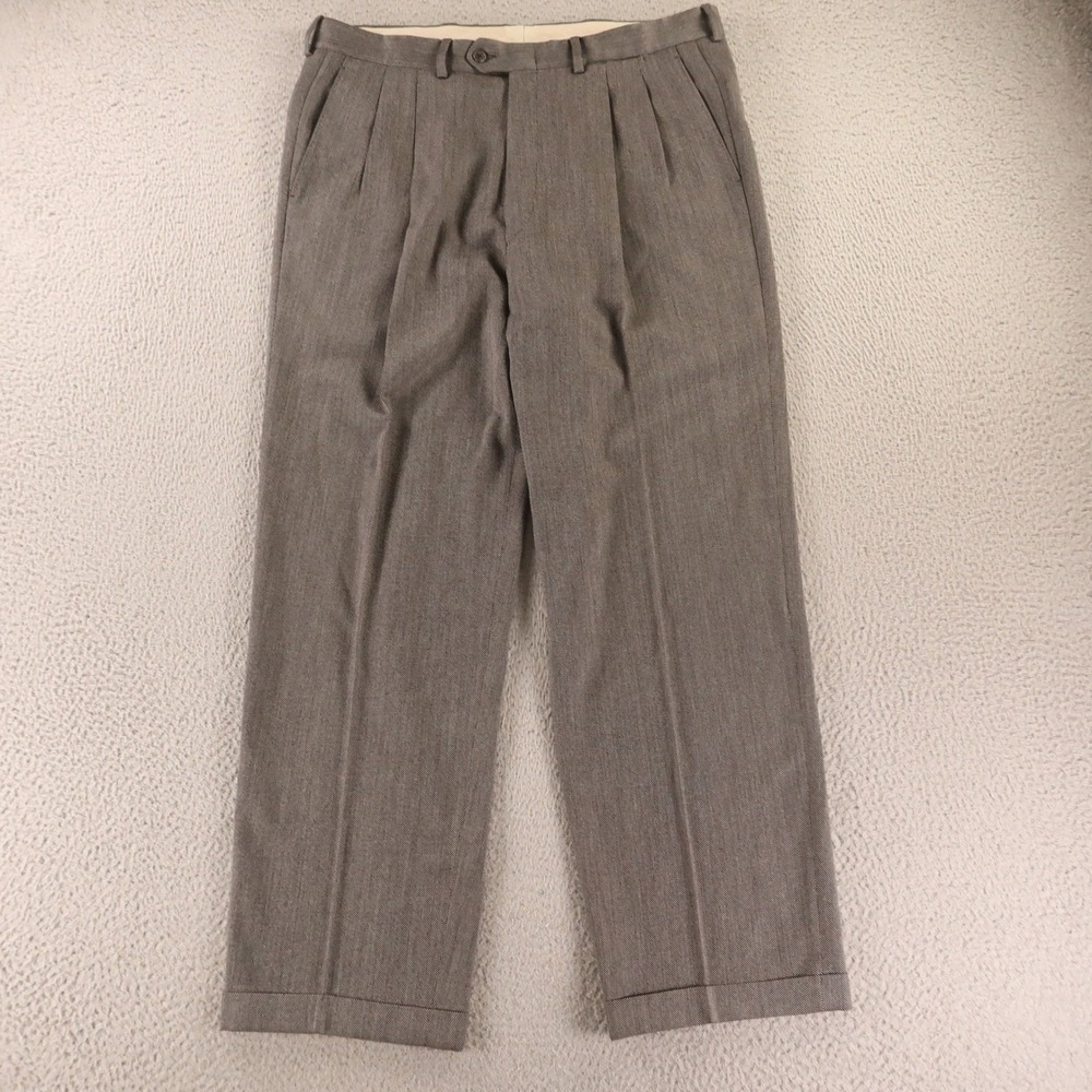 Corneliani Suit L 44R Gray Birdseye Check 100% Wool Made in Italy Pleated 36x30 - Picture 16 of 16